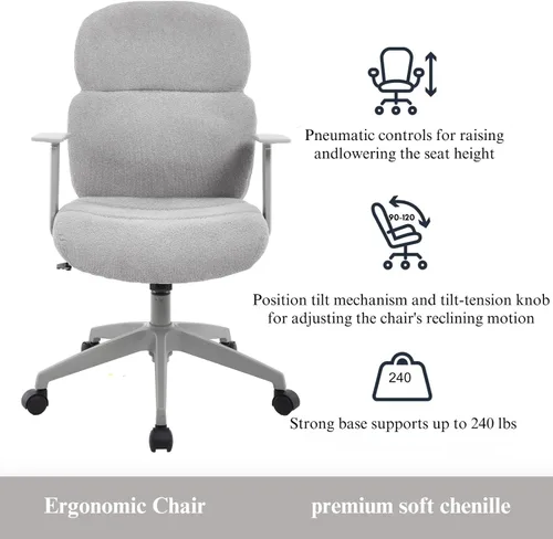 Miniatura 7 de LuxErgo Silla de oficina, sillas de escritorio de oficina en casa con reposabrazos, cómoda silla de escritorio con ruedas, sillas de computadora