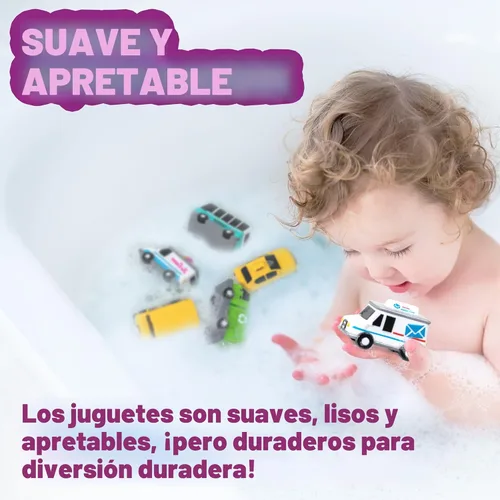 Miniatura 5 de Tub Works® Vehicles™ Coches de Baño Libres de Moho, Paquete de 6 Sellados, Diseño de Juguetes de Baño Sin Agujeros que Mantiene la Humedad Afuera