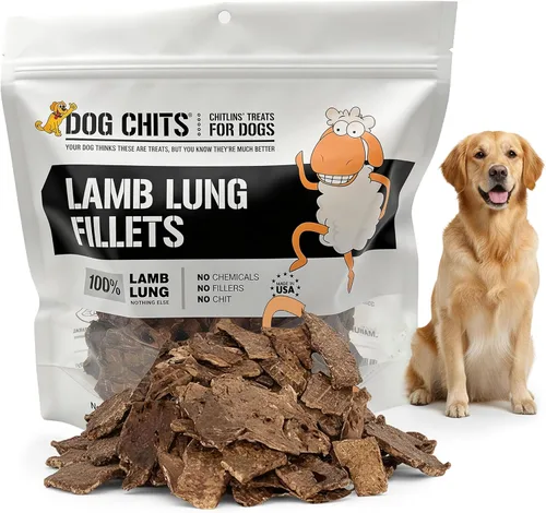 Dog Chits Filetes de pulmón de cordero para perros y cachorros, golosinas bajas en grasas, altas en proteínas, de un solo ingrediente, rebanadas
