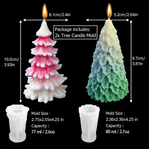 Miniatura 2 de Moldes de vela para hacer velas, 2 moldes de resina de silicona 3D para árbol de Navidad, molde para bricolaje, cera de aromaterapia, vela, jabón, 2