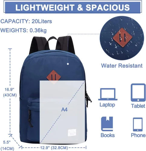 Miniatura 2 de Mochila ligera Vaschy, de 5.28 galones, impermeable, plegable para deportes como senderismo, Azul, M
