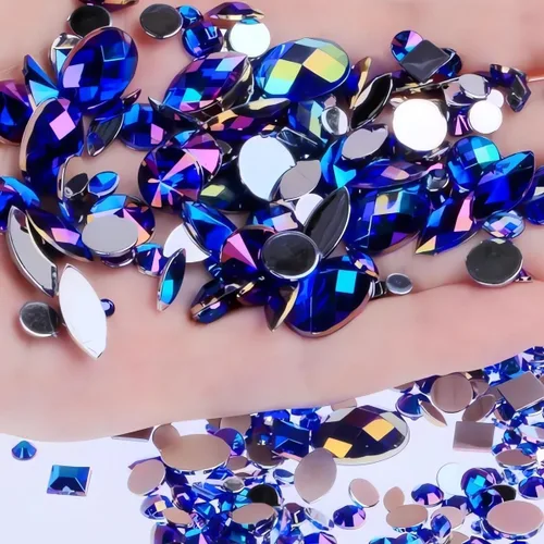 Miniatura 12 de 1000 gemas de cristal AB de diamantes de imitación coloridos, joyas de piedras preciosas acrílicas con parte trasera plana, manualidades para 00