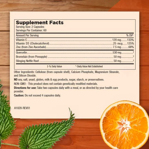 Miniatura 2 de Mt. Angel Vitamins - Quercetina de zinc con suplemento de bromelina - Apoyo inmunológico y salud respiratoria - Cápsulas de quercetina de 500 mg
