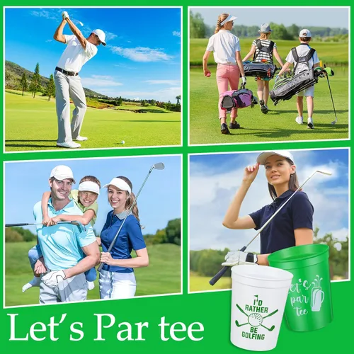Miniatura 6 de Norme 24 vasos de plástico reutilizables para fiestas de golf, diseño de carrito de pelota de golf de 16 onzas, regalos de suministros, decoraciones