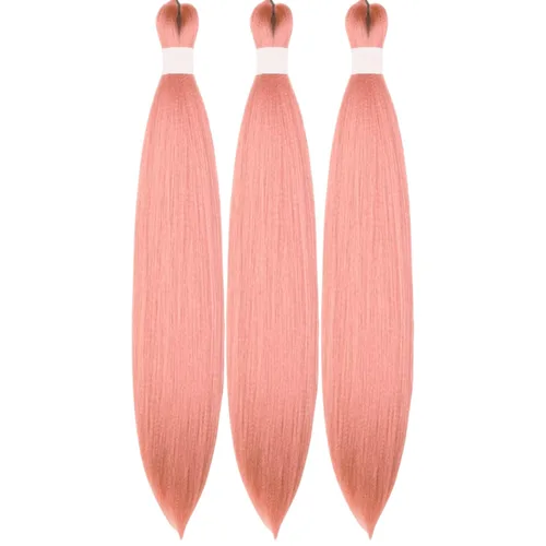 Cabello estirado de fibra Kanekalon para trenzar con cabello humano, color oro rosado, 30 pulgadas
