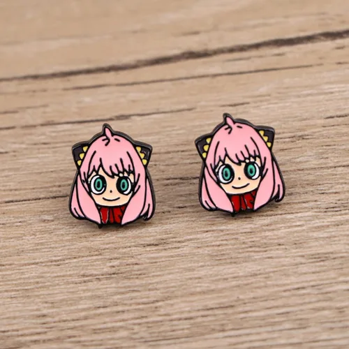 Miniatura 2 de Anime SP FAMILY - Aretes de metal con diseño de dibujos animados para niñas, mujeres y hombres, Zinc, No es una piedra preciosa