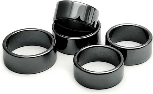 Miniatura 39 de Morchic - Anillos unisex de piedras de hematita, para equilibrar ansiedad, chakra raíz, (paquete de tamaños mixtos)