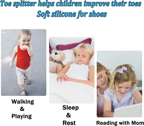 Miniatura 5 de 3 pares de separadores de dedos de gel para niños (de 3 a 6 años), corrector de juanetes de silicona para niños, enderezador de pies, estirador