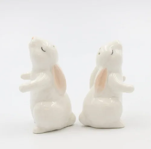 Miniatura 3 de Cosmos Gifts 21011 Hugging Rabbits Salero y pimentero Blanco
