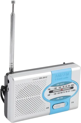 Miniatura 4 de Radio portátil, radio transistor de bolsillo AM FM con altavoz y conector para auriculares, para viajes al aire libre y uso doméstico (azul plateado)