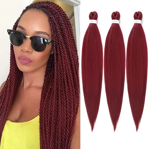 Miniatura 6 de Ginger Braiding Hair Pre Stretched #350 Easy Braids Yaki Texture Professional Synthetic Braiding Hair 30 Inches Hot Water Setting for Box Crochet