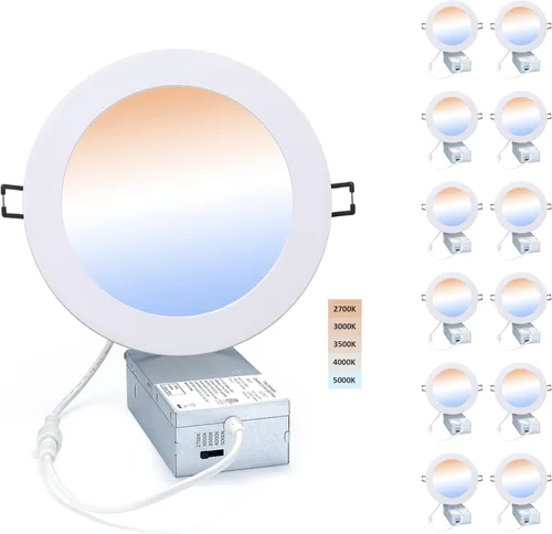 Miniatura 11 de POPANU Luz empotrable LED de 4 pulgadas, regulable, ultrafina, para techo, luz descendente, luz LED sin lata, tipo IC CCT, intercambiable, acabado