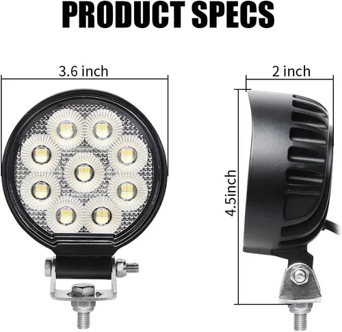 Miniatura 4 de 54W Cápsulas de luz LED, luces de inundación todoterreno de 180°, luces de trabajo LED para camión semi, plataforma, quitanieves, montacargas