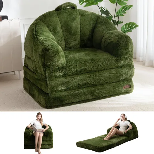 Miniatura 11 de MAXYOYO Sofá Cama Plegable, Sofá Convertible 2 en 1 a Sillón Reclinable, Cómoda Silla Puf Individual para Adultos, Sofá Cama Reclinable de Piso
