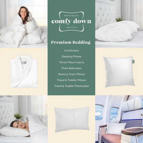 Miniatura 8 de ComfyDown Almohada de cama ComfyDream de mezcla de plumas 50/50 para dormir, funda de algodón egipcio, fabricada en Estados Unidos
