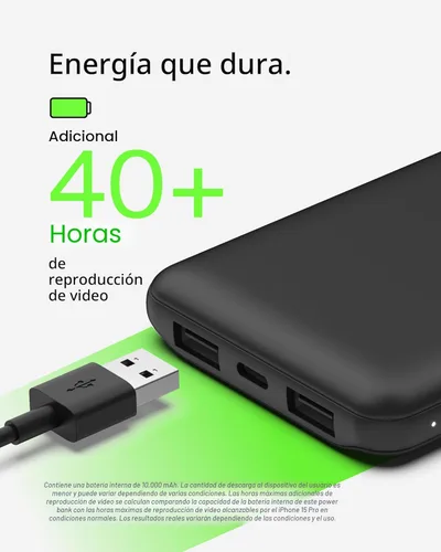 Miniatura 6 de Belkin Cargador Portátil - Paquete de Batería de Banco de Energía de 3 Puertos de 15W con Batería de 10000mAh - Carga Rápida para iPhone, Teléfono