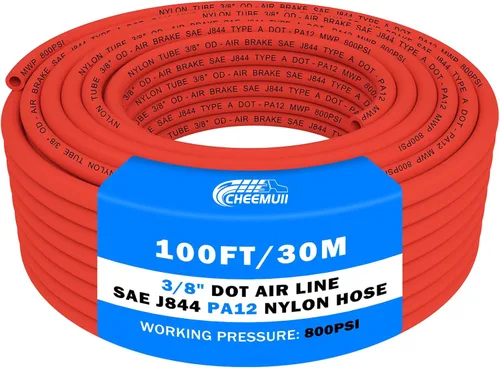 Miniatura 19 de CheeMuii 50 pies 3/8 Tubo Neumático 3/8" PA12 Nylon DOT Línea de Aire SAE J844 Manguera de Aire DOT 15.3 Metros 3/8 Pulgadas OD Tubo de Aire Negro