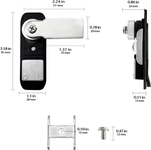 Miniatura 5 de Cerradura emergente de panel de gabinete eléctrico con botón para puerta, color negro con llaves (negro, llaves)