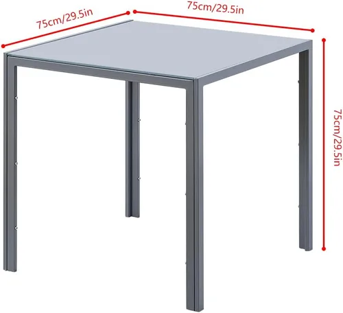 Miniatura 5 de Juego de 4 mesas de comedor y sillas de comedor de cristal negro de 5 piezas, moderna mesa cuadrada de cocina pequeña y 4 sillas de comedor que