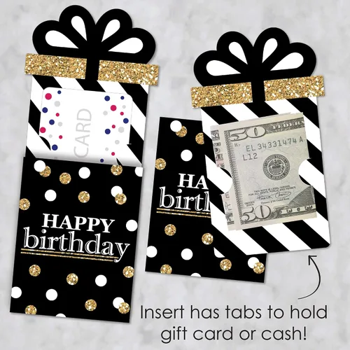 Miniatura 3 de Big Dot of Happiness Juego de 8 fundas para tarjetas de regalo y dinero para fiestas de cumpleaños para adultos, doradas, para tarjetas de regalo
