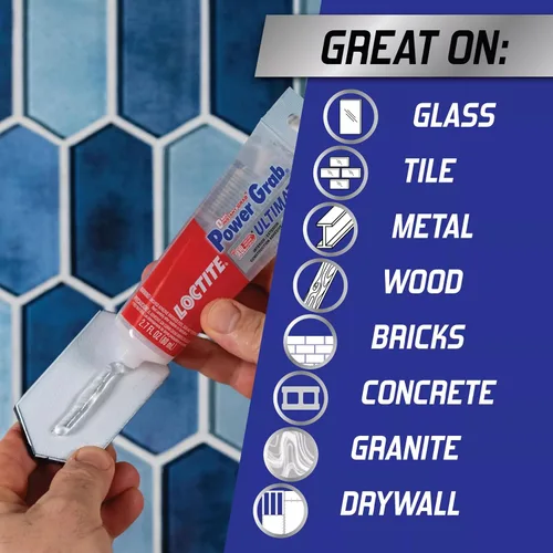 Miniatura 5 de Loctite Power Grab Ultimate Crystal Clear - Adhesivo de construcción cristalino transparente, tubo exprimible de 2.7 fl oz, 1 paquete - Pegamento