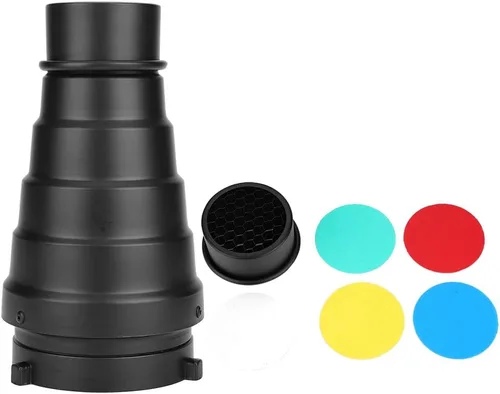 Miniatura 4 de Metal cónico Snoot con rejilla de panal Kit de filtro de haz de luz Tubo Bowens Mount Filter para Studio Strobe Flash