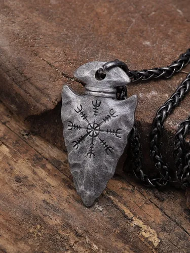 Miniatura 2 de HAQUIL Joyería vikinga collar con colgante de talismán vikingo de acero inoxidable de hierro forjado antiguo regalo de joyería vikinga para hombres
