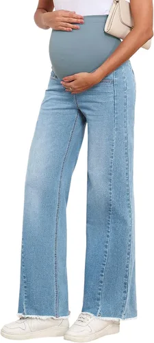 Miniatura 11 de BLENCOT Jeans de maternidad para mujer, pierna recta, elásticos, rasgados, para embarazo, jeans de novio