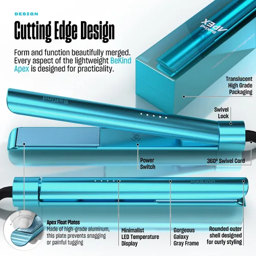 Miniatura 7 de Bekind Apex Plancha Alisadora de Cabello 2 en 1 Plancha Alisadora y Rizadora de 1" 460°F para Todos los Peinados Tecnología UltraSmooth Azul