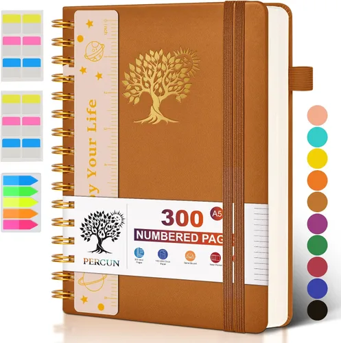 Miniatura 15 de Cuaderno grande en espiral para mujeres y hombres, 300 páginas rayadas numeradas, con rayas universitarias, cuaderno encuadernado en espiral de tapa