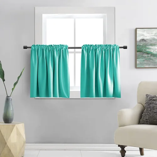 Miniatura 20 de DONREN - Cortinas blackout de 2 paneles con bolsillo para cortinero Negro