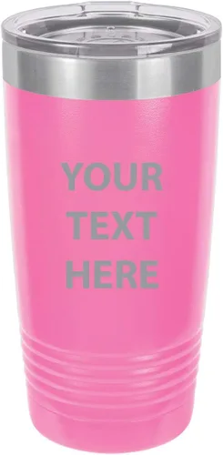 Taza de café personalizable con texto personalizable y grabado láser de 20 onzas Rosado