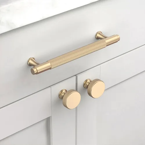 Miniatura 2 de Paquete de 10 tiradores dorados de 5 pulgadas (128 mm) para armarios con estrías, tiradores para cajones de cocina, herrajes para armarios