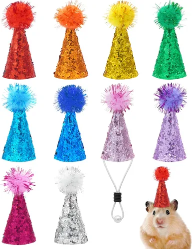 Miniatura 13 de PET SHOW 10 piezas de sombreros pequeños para perros pequeños, sombrero de fiesta de cumpleaños de gato, sombreros de conejo para vacaciones, boda