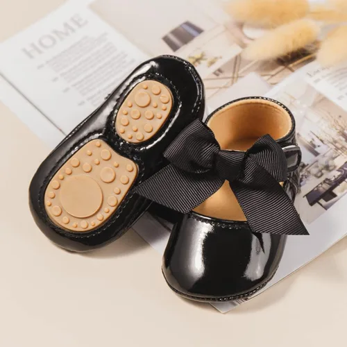 Miniatura 3 de ohsofy Zapatos planos antideslizantes con lazo para niñas y bebés, zapatos de vestir para boda, zapatos de cuna para bebés y niñas pequeñas