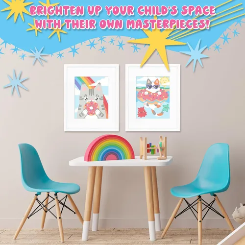 Miniatura 5 de Astrakuma Studio Pintura por números para niños de 8 a 12 años – Kits de pintura de donas de gato por números con tableros de lienzo predibujados