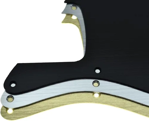 Miniatura 7 de KAISH 10 agujeros metal anodizado aluminio J Bass estilo Pick Guard estilo moderno Bass Golpeador para bajo USA/México Jazz J Bass Gold Dorado-1