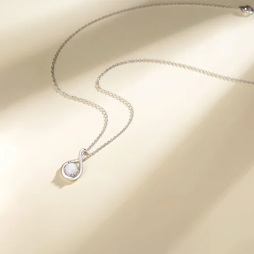 Miniatura 3 de FANCIME - Joyería de plata de ley 925 con topacio citrino creado simple solitario con un colgante de infinito de cumpleaños y aniversario de Navidad