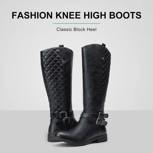 Miniatura 3 de Vepose - Botas de equitación 49 para mujer, botas altas hasta la rodilla, botas de pantorrilla con hebilla