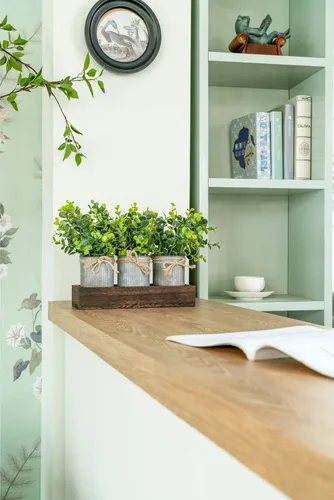 Miniatura 6 de Dahey Florero de metal con eucalipto artificial y centro de mesa, bandeja de madera con eucalipto artificial para decoración de granja
