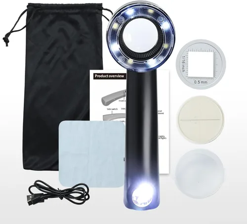 Miniatura 8 de Lupa de lupa recargable de mano con luz LED, escala, lente K9 y 3 fuentes de luz fuertes, lupa de longitud focal ajustable, lupa de joyería