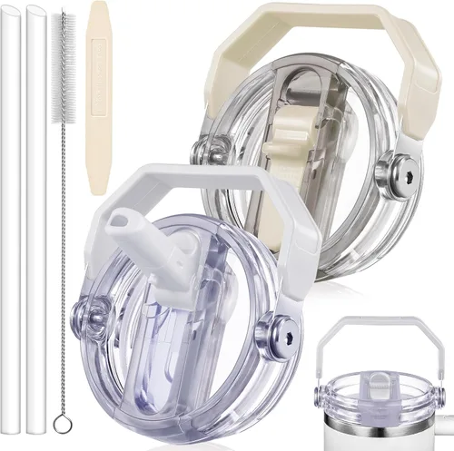 Miniatura 10 de Paquete de 2 Tapas con Popote Abatible a Prueba de Fugas para Reemplazo de Tapa Stanley 30 oz, para Accesorios de Vaso Tumbler Stanley Quencher