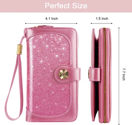 Miniatura 4 de Coco Rossi Billeteras para mujer con múltiples tarjetero, cartera de embrague, tarjetero, organizador de tarjetas para mujer con correa