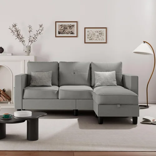 Miniatura 11 de JAMFLY Sofá modular para sala de estar, sofá reversible de 3 plazas con otomana convertible, sofás modernos en forma de L para apartamentos