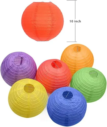 Faroles de papel chinos arcoíris para decoración de fiesta arcoíris (6 linternas de papel coloridas) (6 linternas de papel coloridas) (6 linternas