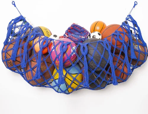 Miniatura 7 de Hamaca de red de almacenamiento de pelotas deportivas para garaje, cesta colgante, red organizadora para baloncesto, voleibol, fútbol, estante