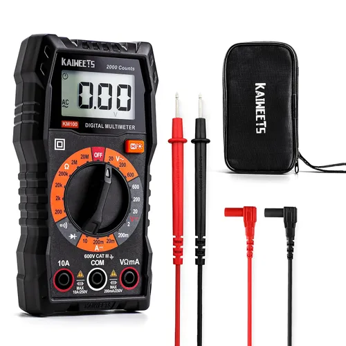 KAIWEETS- Multímetro digital con funda, voltímetro CA/CC, prueba de Ohm/Volt/Amp, continuidad, diodos, para toma de corriente doméstica, prueba de