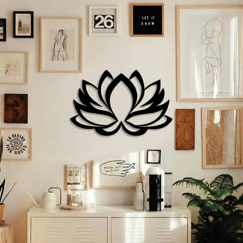 Miniatura 2 de Arte de pared de metal – Flor de loto – Decoración de pared de metal para decoración de oficina en el hogar, decoración de estudio de yoga