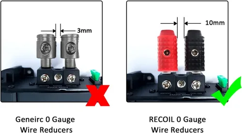 Miniatura 4 de Recoil WR04 Amplificador de alimentación/entrada a tierra, reductor de calibre de latón, calibre 1/0 a calibre 4, con cubiertas de silicona