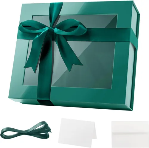 Miniatura 23 de PACKQUEEN 5 cajas de regalo negras grandes con ventanas, 13.5 x 9 x 4.1 pulgadas, cajas de regalo con ventanas transparentes para regalos que
